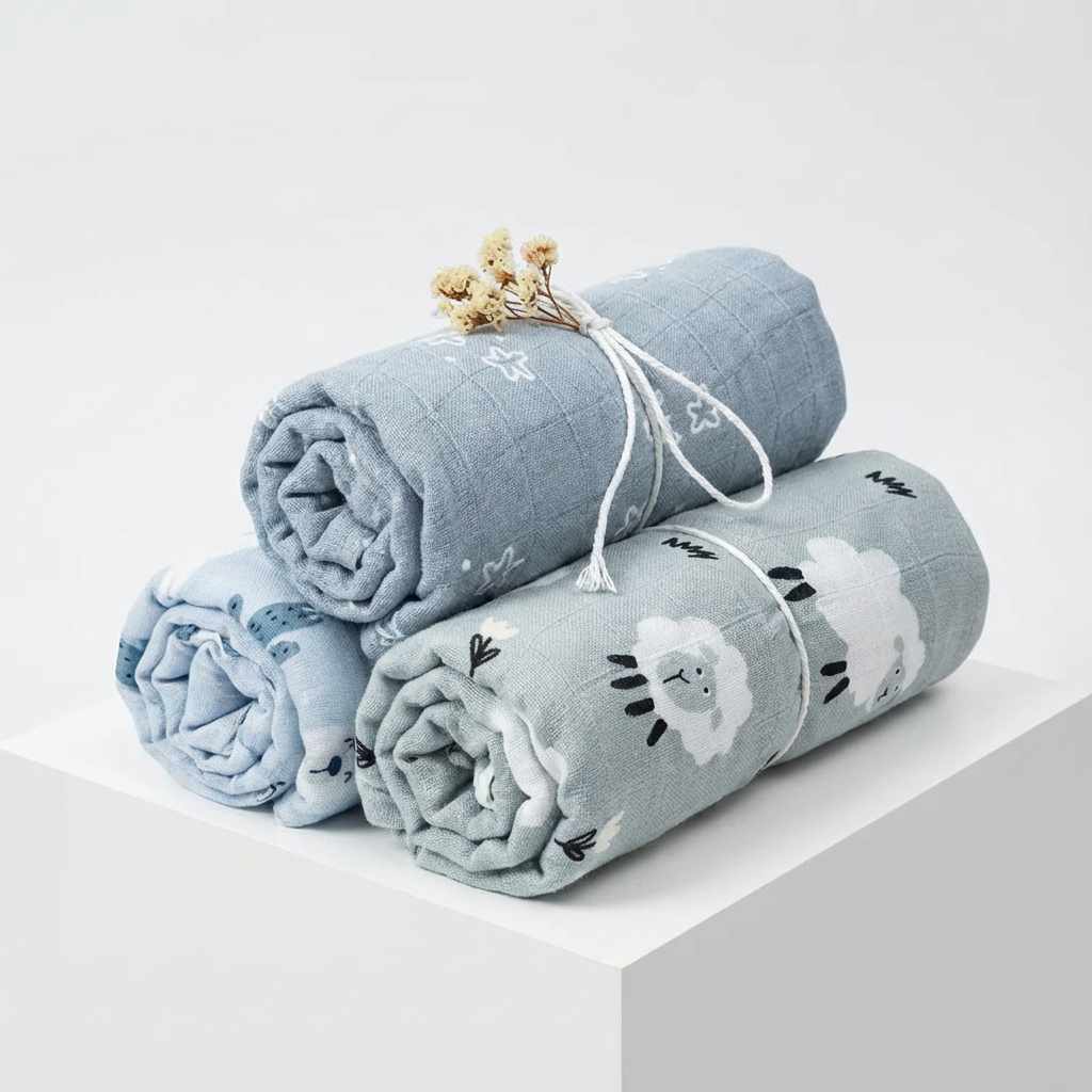 3-Pack Silky-Soft Bamboo Muslin Swaddles - Alpaca & Friends (Large)