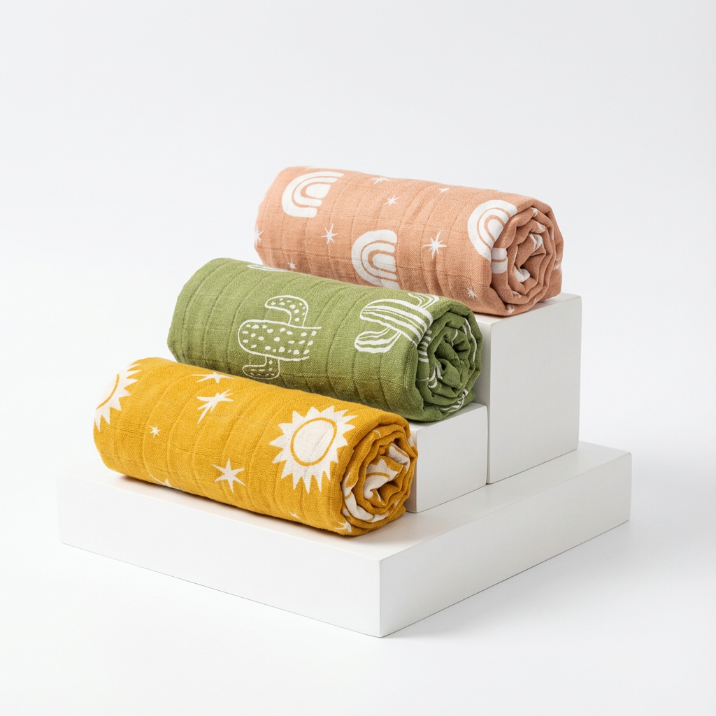3-Pack Silky-Soft Bamboo Muslin Swaddles - Boho Desert (Large)