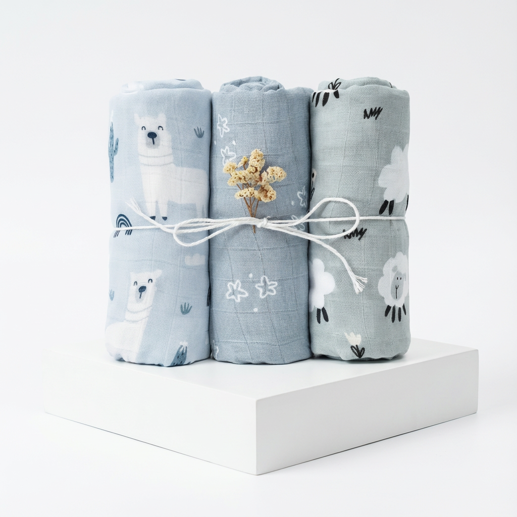 3-Pack Silky-Soft Bamboo Muslin Swaddles - Alpaca & Friends (Large)
